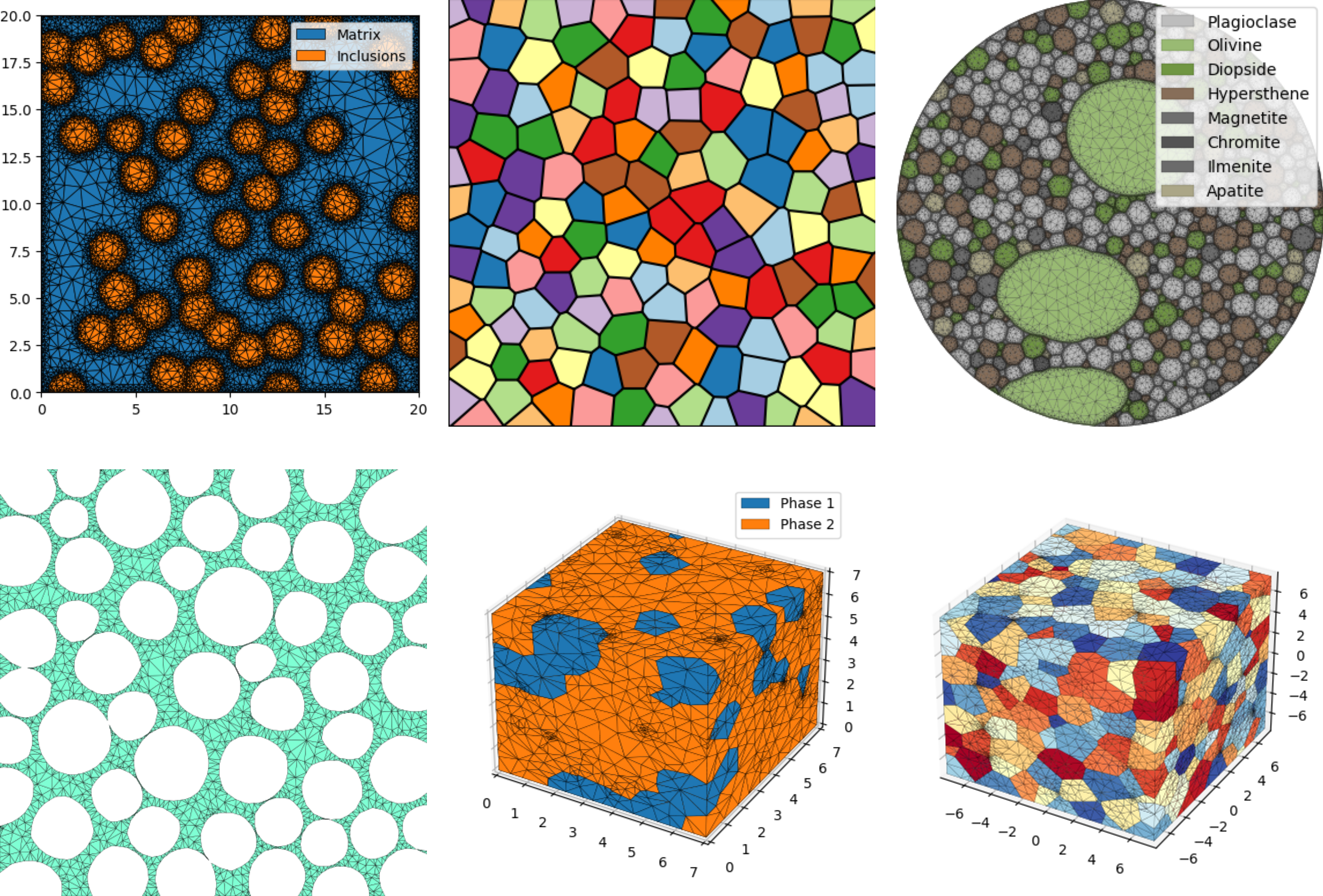 Several examples created using MicroStructPy.